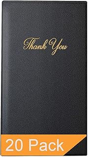 Restaurant Check Presenters - Guest Check Card Holder with Gold Thank You Imprint - 5.5" x 10" (Black, 20 Pack)