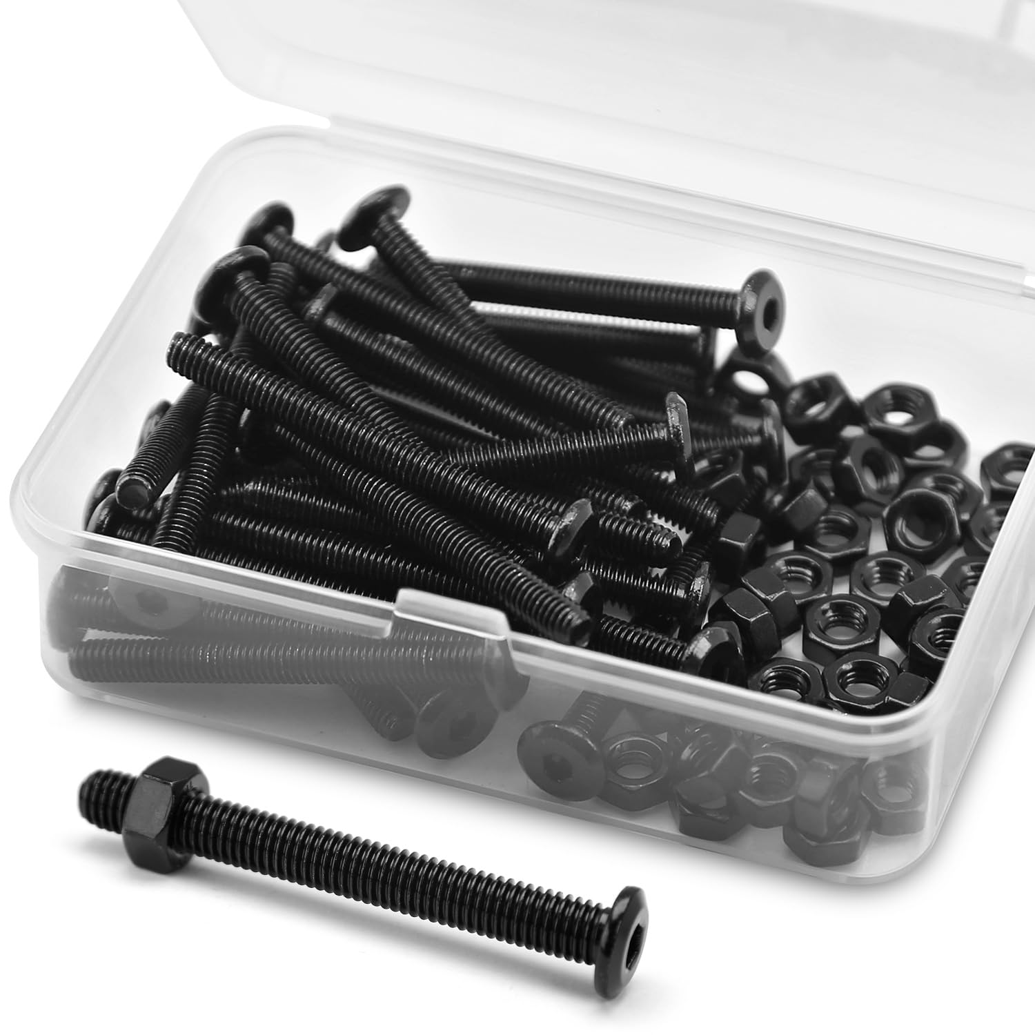 (30 sets) M4 x 40mm Flat Round Hexagon Socket Head Bolts and Nuts kit 304 Stainless Steel Black Oxide, Furniture bolts