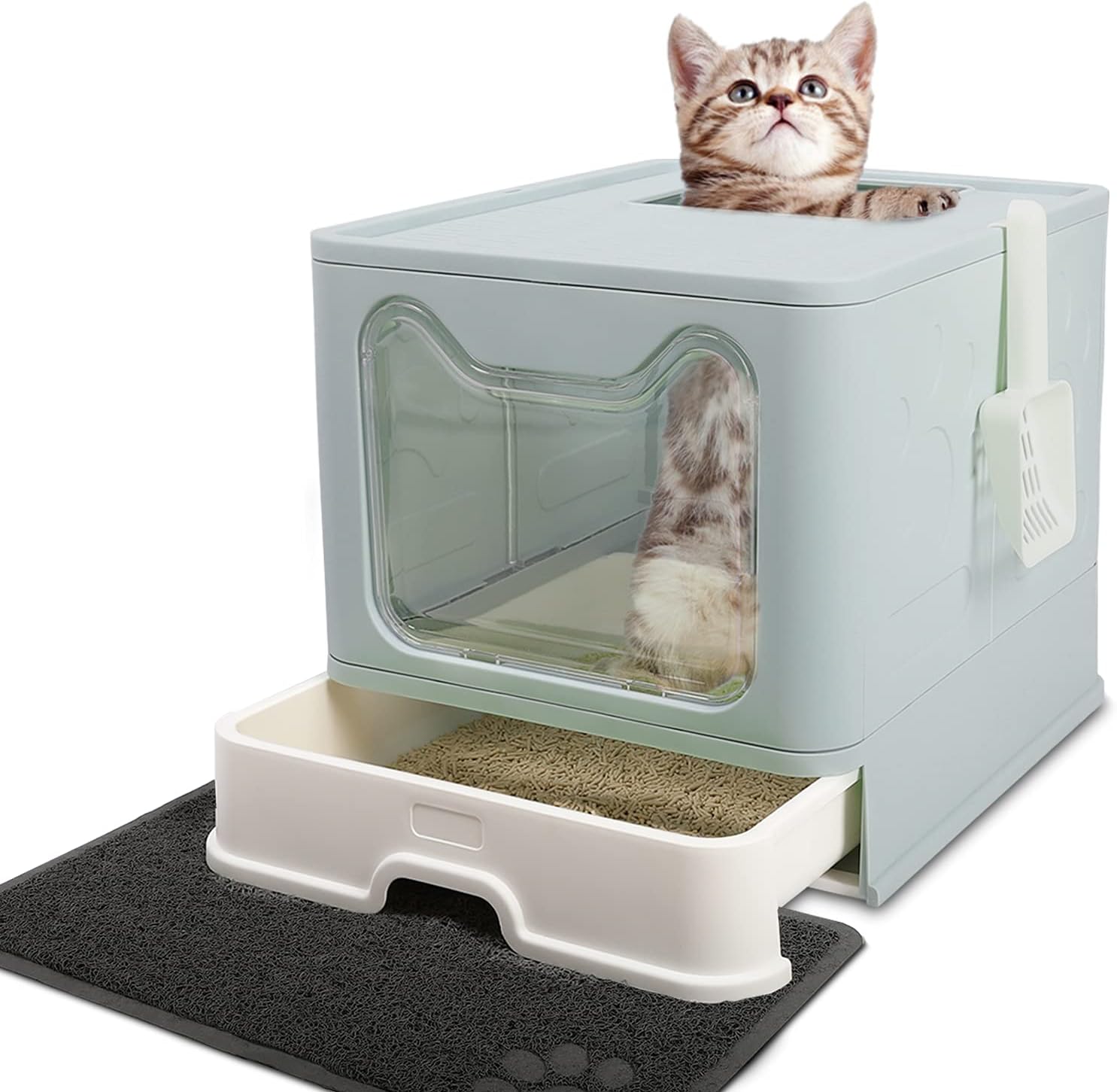 Foldable Cat Litter Box with Lid, Extra Large Covered Cat