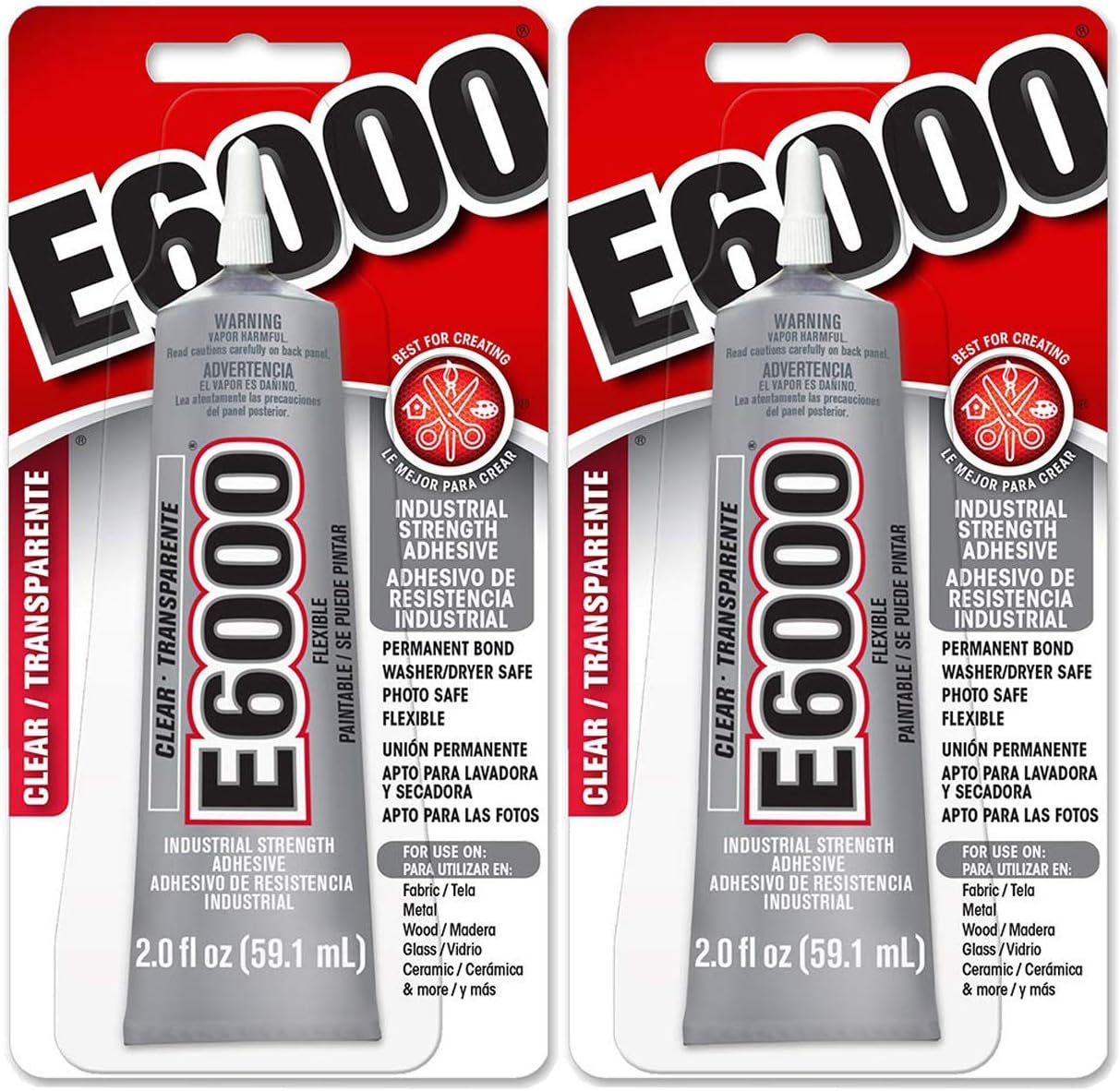 E6000 237032 Craft Adhesive, 2 fl oz Clear, 2 Pack