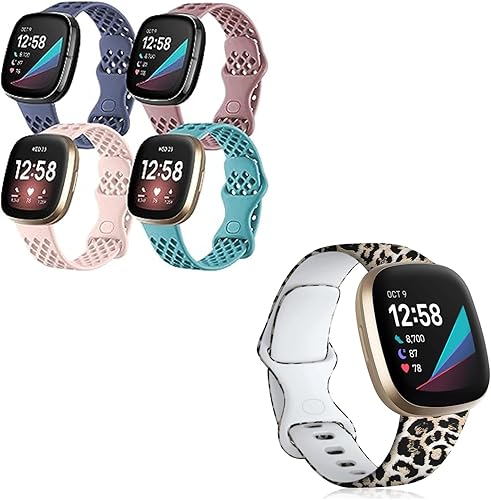 Maledan Compatible con correas Fitbit Versa 4 y Fitbit Sense 2 para mujeres, hombres y niñas, correa de repuesto con estampado de leopardo para