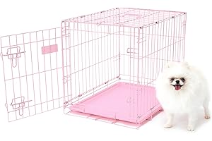 Carlson Pink Secure and Compact Single Door Metal Dog Crate for Small Dogs