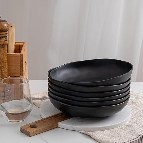 Miniatura 9 de Juego de 6 cuencos de melamina para pasta, juego de 6 cuencos grandes de 9 pulgadas y 40 onzas, cuencos de cena inastillables, cuencos para servir