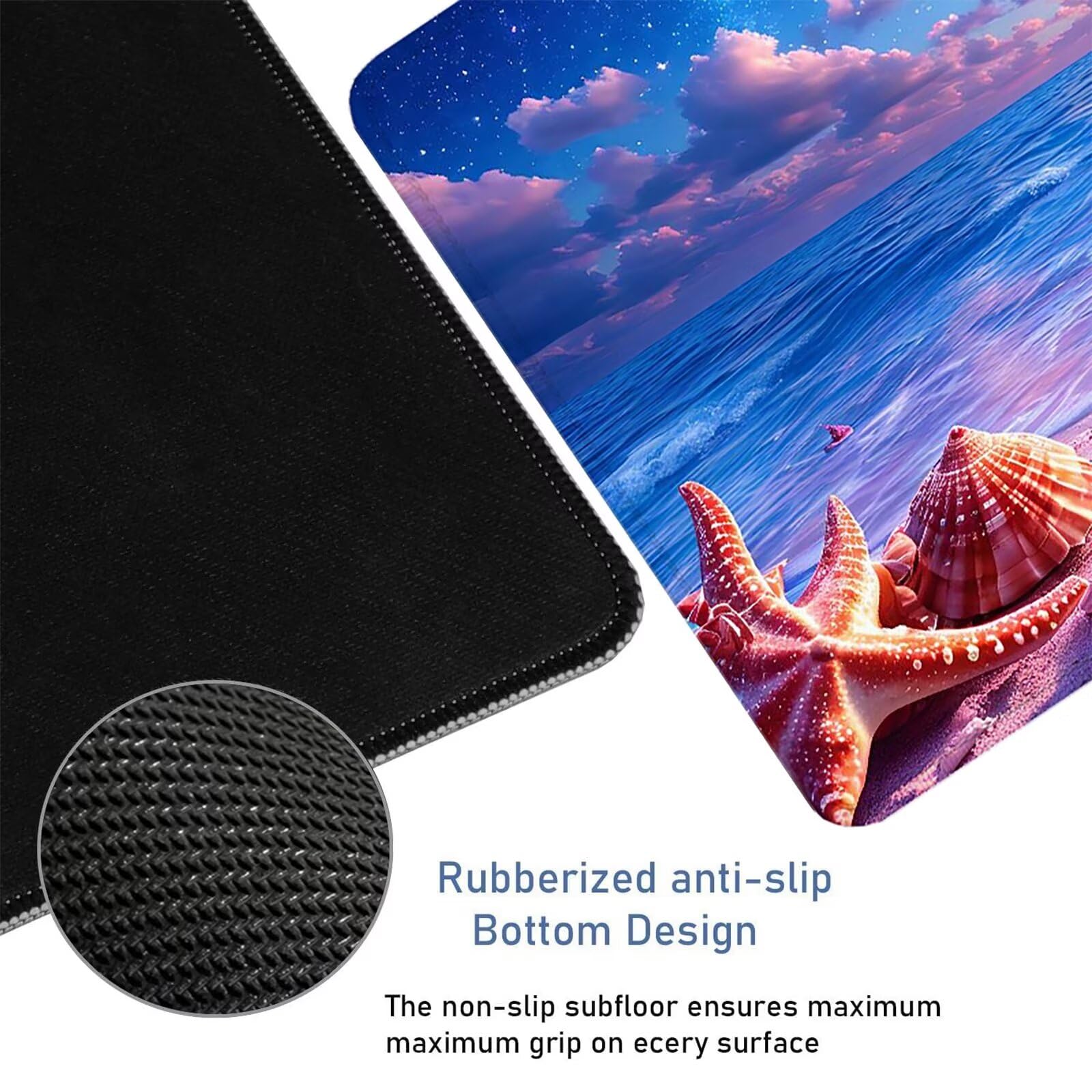 Podkładka pod mysz do gier XXL 1000 x 500 x 3 mm, różowa podkładka pod mysz plażowa biurko z antypoślizgową gumową podstawą, podkładka pod mysz do gier akcesoria poprawiające szybkość i precyzję H174