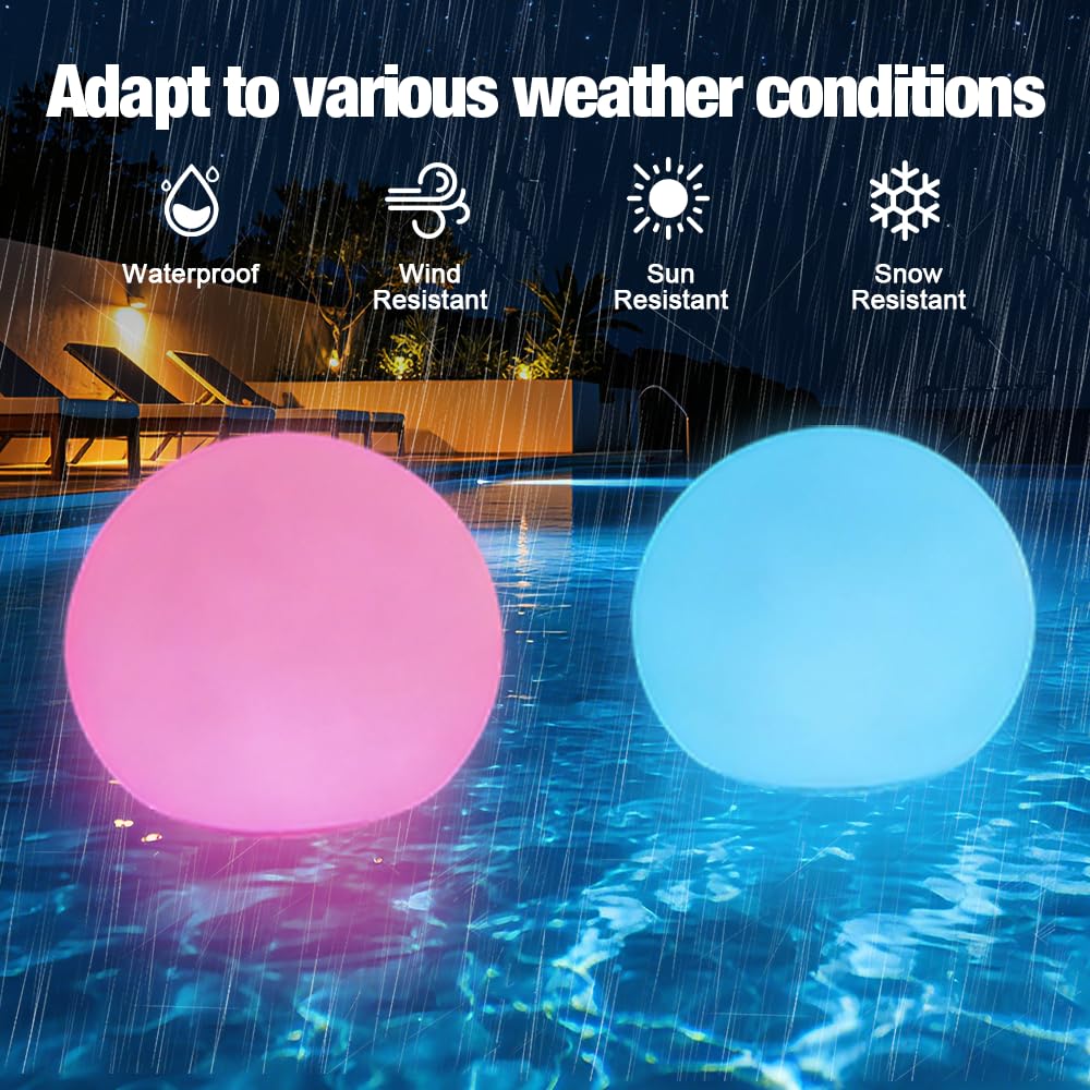 Luces Flotantes Piscina, 2 Piezas Luces Piscina Flotantes, Luce flotantes Inflables con Control Remoto, 16 RGB Bola De Luz Led para piscina, jardín, estanque y fiesta