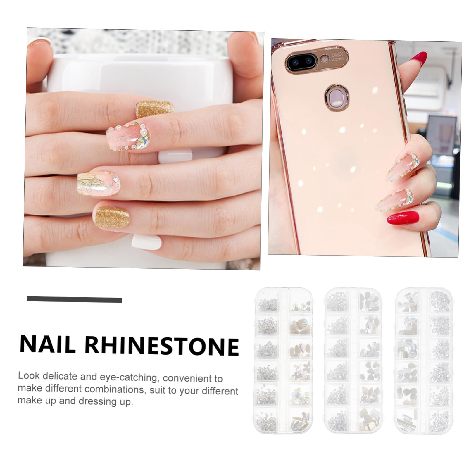 2 Set Unghie Flatback Con Decorazioni Per Nail Art Accessori Per Diy Per Domestico Per Halloween Feste E Speciali 3 Scatole*2