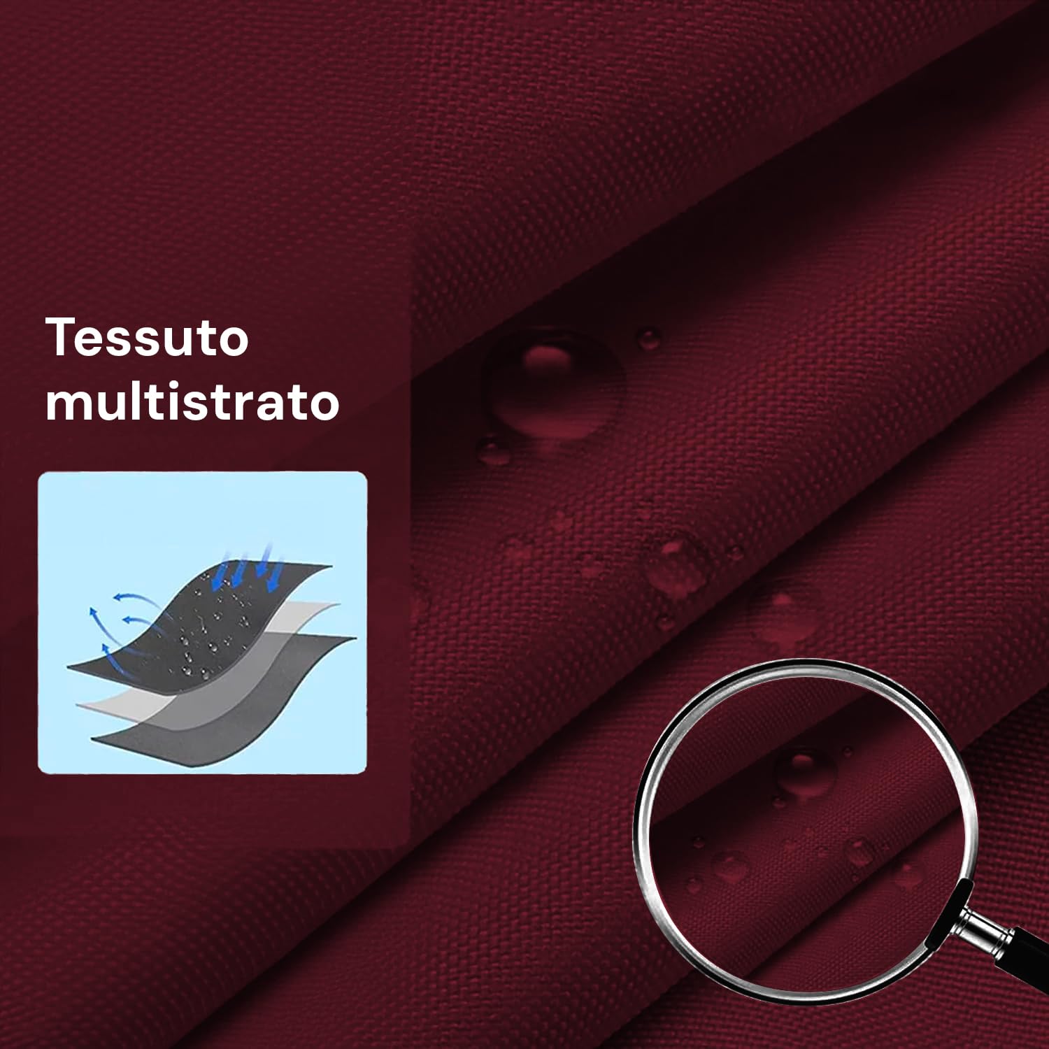 Tenda a Vela Parasole Triangolare Impermeabile 3x3x3m Bordeaux - Ideale per Creare Zone d'Ombra in Giardino, Terrazzo o Balcone - Protezione dai Raggi UV e Pioggia - Facile da Installare
