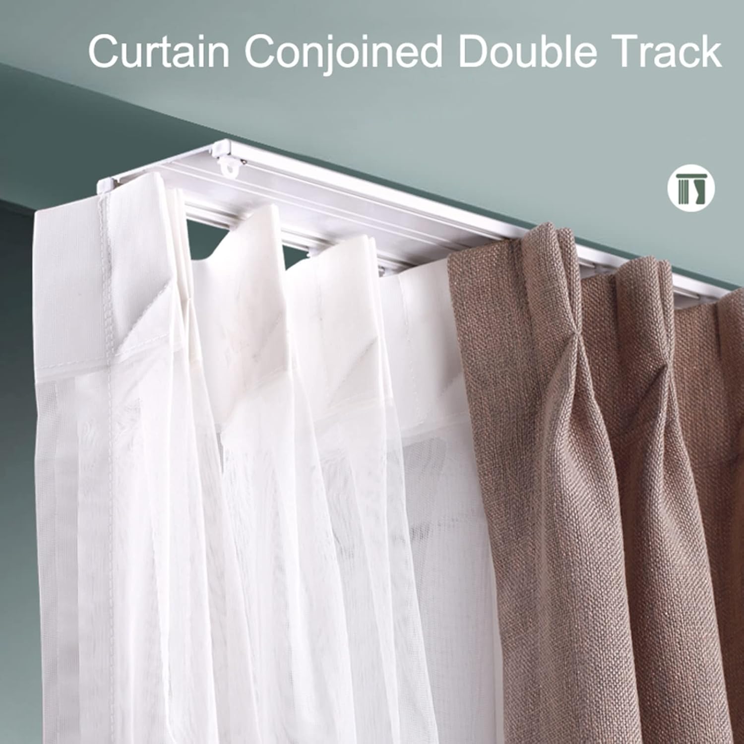 Ceiling Conjoined Curtain Track - Heavy Aluminum Double Tracks, Nano Silence for Living Room Bedroom Divider