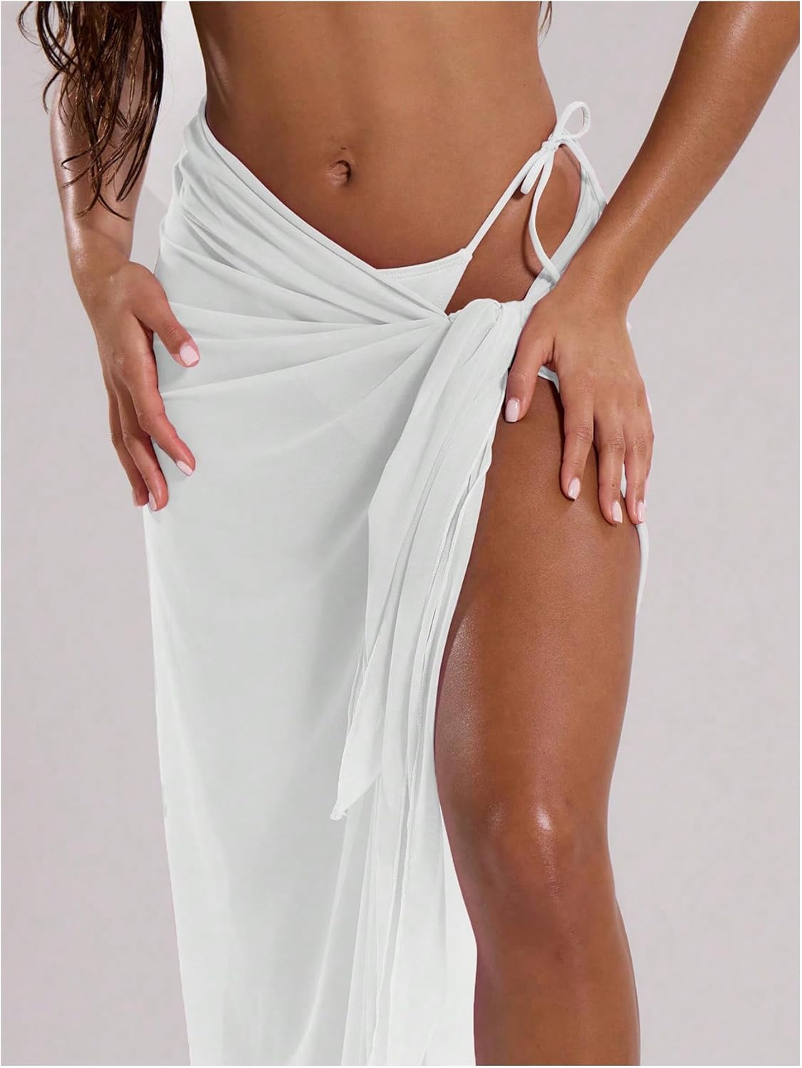 WDIRARA Women's Sarong Wraps Cover Up Tie Side Split Maxi Beach Skirt Coverup - Image 3