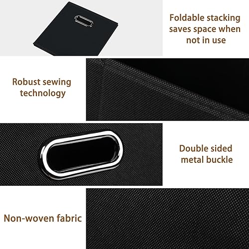 Miniatura 7 de STOREONE - Cubos de almacenamiento de tela con contenedores de cestas (28x28x28 cm) con asas dobles para estante, armario, organizadores de