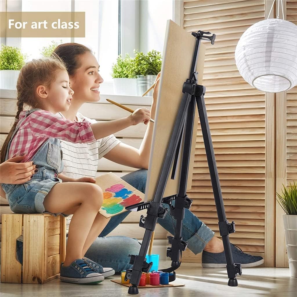 HBJWOV Portable Adjustable Metal Sketch Easel Stand Foldable Travel Easel Aluminum Alloy Easel Sketch Drawing for Artist Art Supplies