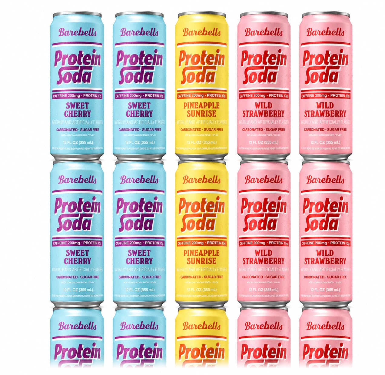 Generic Bar bell Protein Caffeine Soda Variety 12 pack Try all 3 flavors 200 MG Caffeine 10G Protein Perfect Soda for Healthy Lifestyle