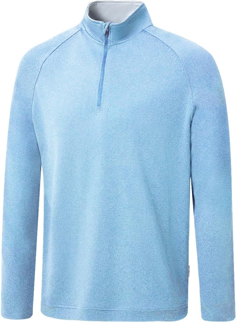 Quarter Zip Golf Pullover Men Dry Fit Long Sleeve Performance Wicking Mock Neck 1/4 Zip Mens Sweatshirt UPF 50+
