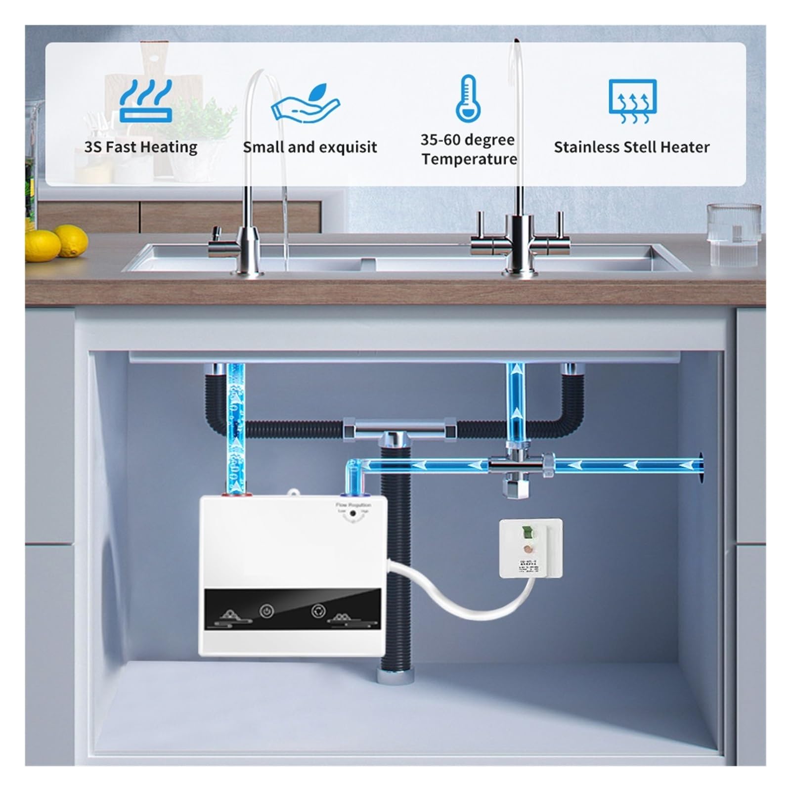 4600W Elektryczny Bezzbiornikowy Podgrzewacz Wody Gorąca Woda Do Termostatu Łazienkowego Natychmiastowy Prysznic W Domu Ogrzewanie Bateria Kuchenna Natychmiastowe Ogrzewanie
