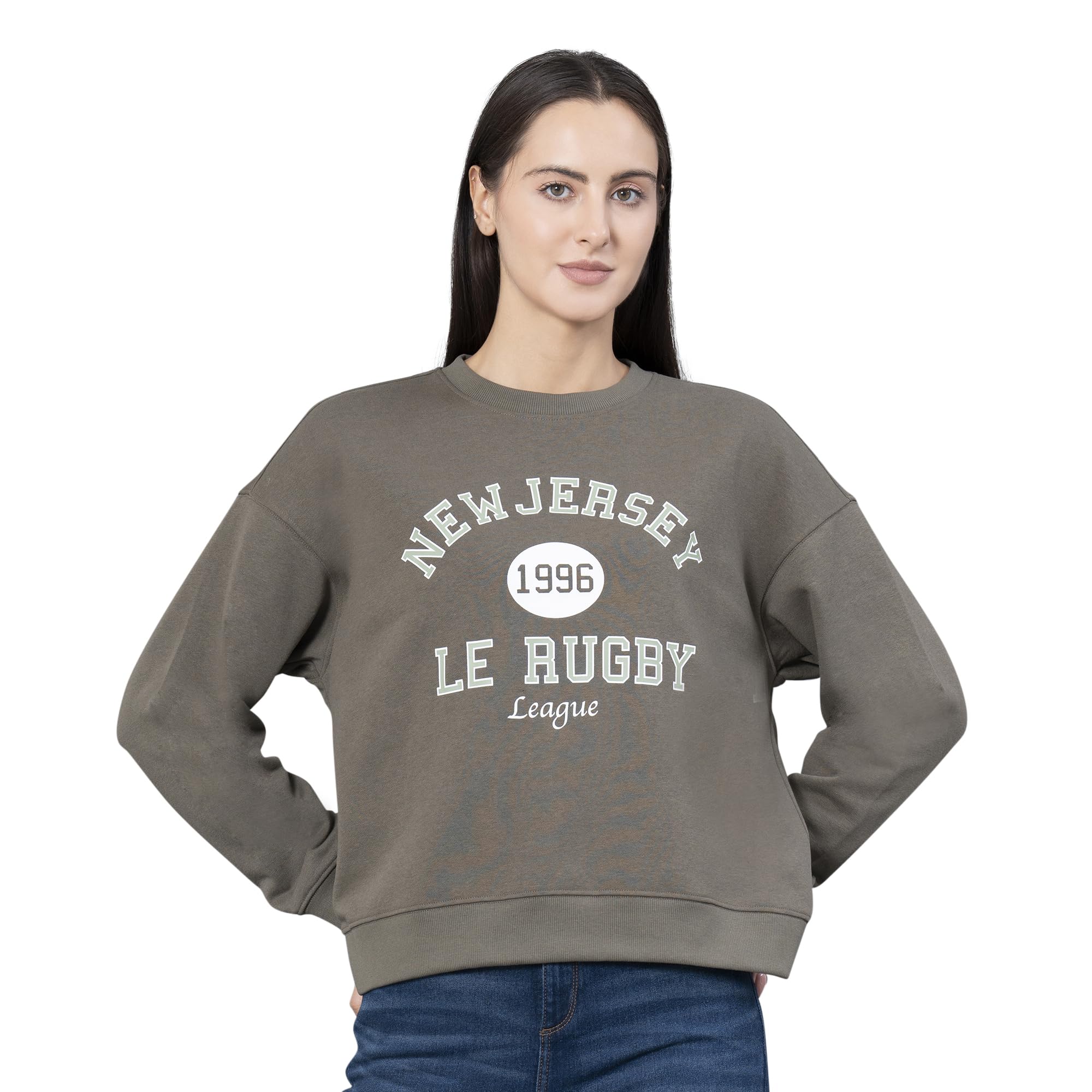 sweatshirts for women in muted olive solid sweatshirt full sleeve