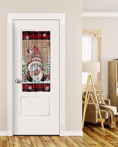 Cortinas de puerta francesa de Navidad para ventana de puerta, panel de cortina con bolsillo para barra con alzapaños para luz lateral delantera y