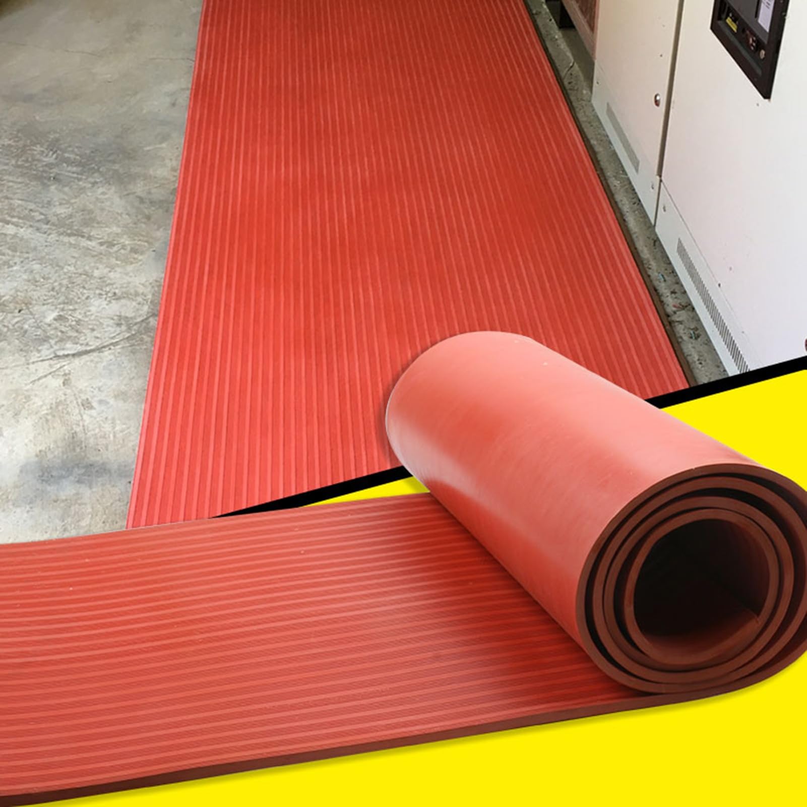 Gummimatte Industrielle Sicherheitsbodenmatten, Bodenbelag, Flexible, Rutschfeste Gummibodenmatten, Hochbelastbare, Dielektrische Bodenbelagsrolle(Red,10mx1.2mx5mm(33'x3.9'x3/16"))