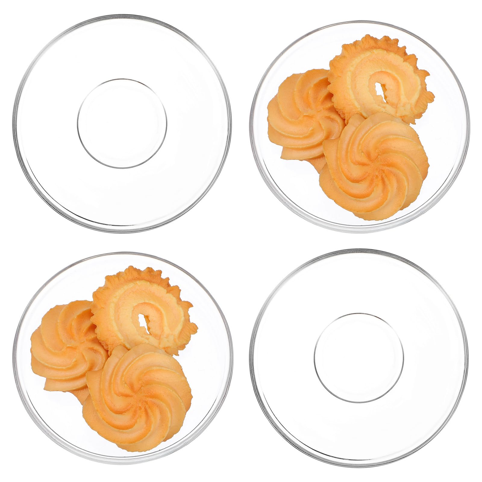 LALAFINA Glass Plates 4Pcs Small Tea Saucers 3.5 Inch Borosilicate Snack Plates for Kitchen