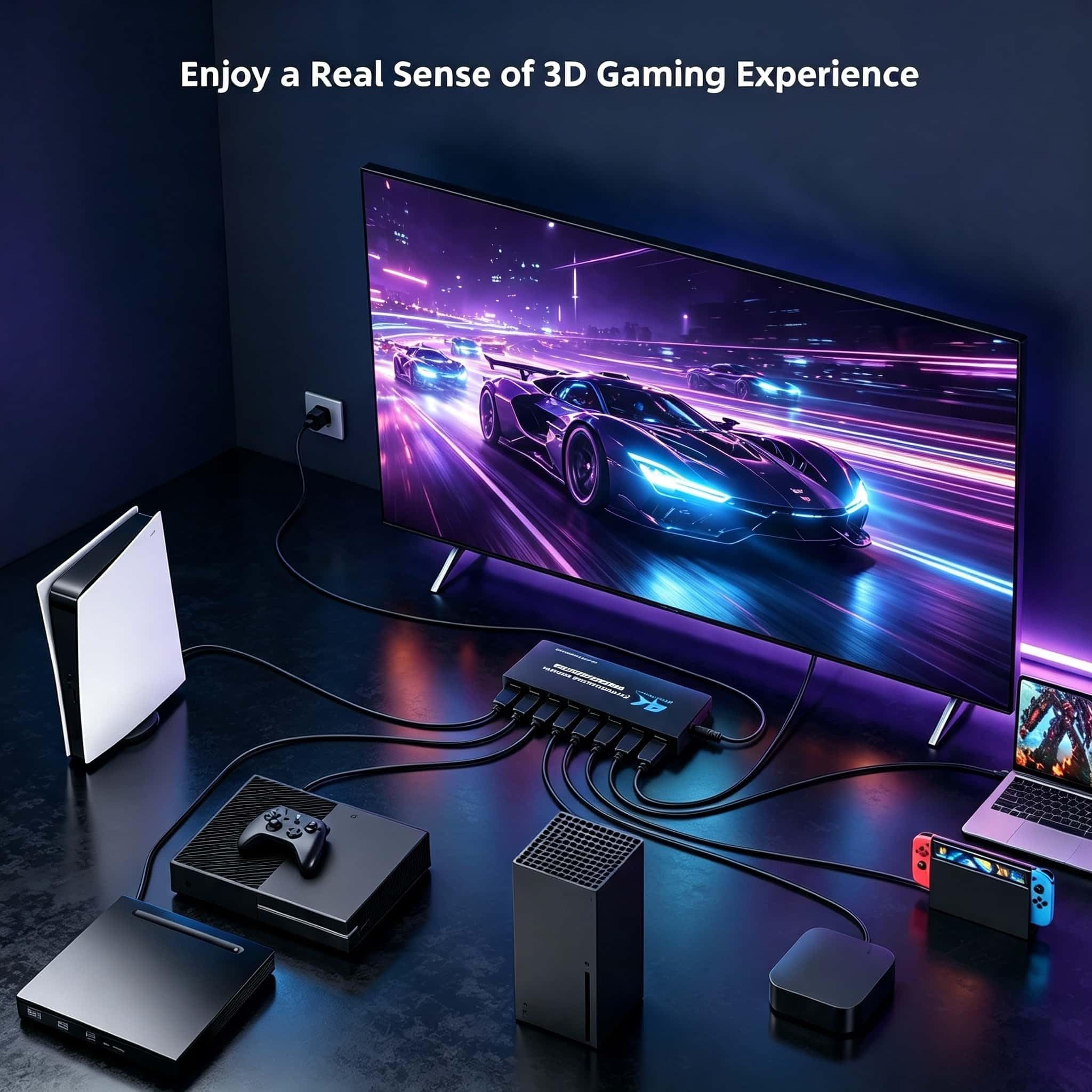 Switch HDMI 7 in 1 Out 4K @ 60Hz, 7x1 HDMI Switcher con telecomando IR, 7 porte HDMI Selector Box Supporto HDMI2.0, Dolby Vision/Atmos, HDR10 per Box, Switch, PS5/4, Roku, Fire -Stick