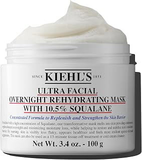 Kiehl's Ultra Facial Overnight Hydrating Face Mask with 10.5% Squalane: Deeply Moisturizes Dry Skin, Strengthens Barrier, All Skin Types