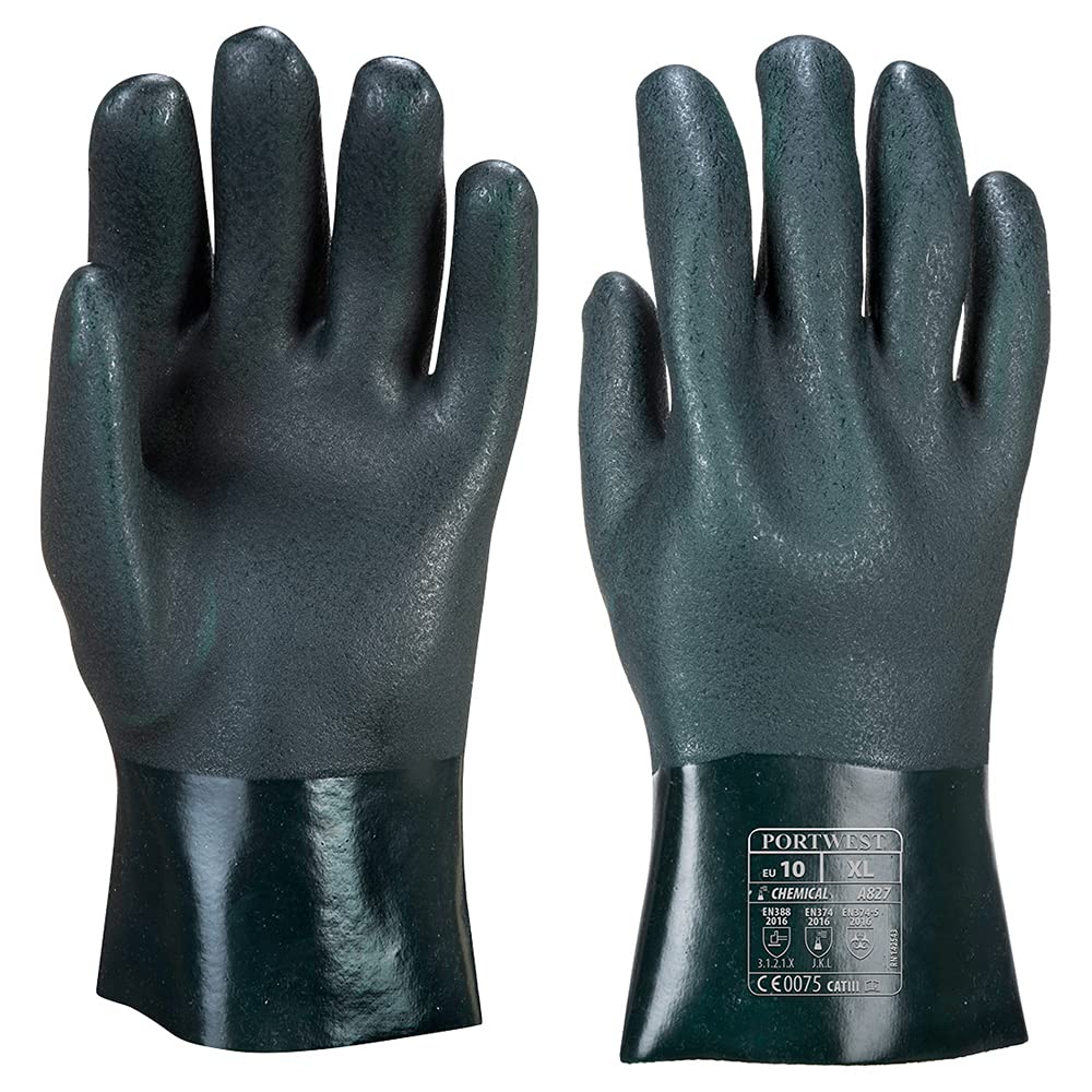Portwest A827 Chem 270 PVC Double Dipped Gauntlet Chemical Resistant