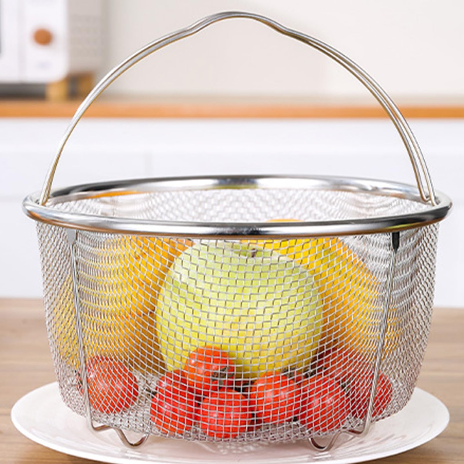 Cestello per Cottura a Vapore in Rete, Pentola per Cottura a Vapore Versatile Resistente Al Calore Facile da Pulire per Ristoranti (18 cm)