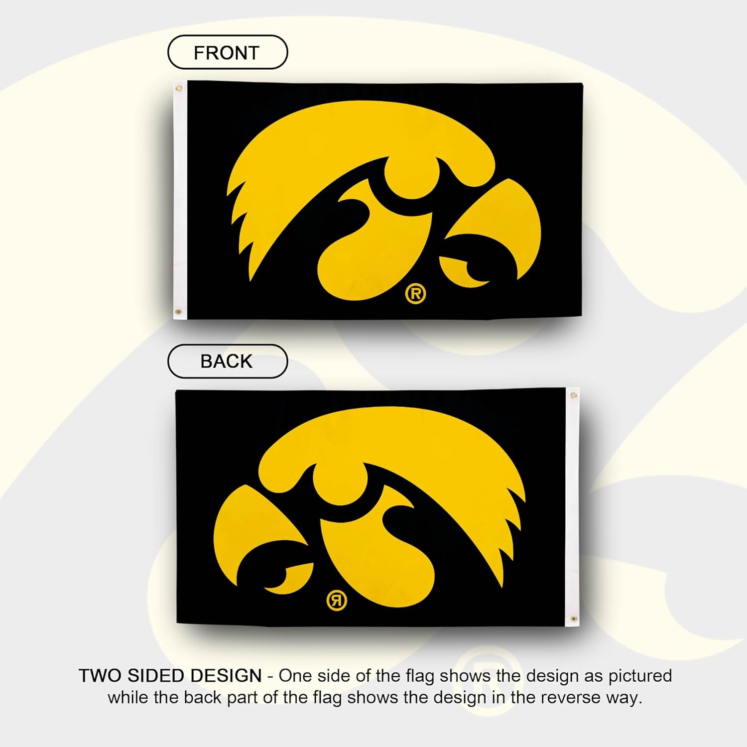 Desert Cactus University of Iowa UI Flag - 3 x 5 Feet Hawkeyes Banner, Indoor/Outdoor Durable Fabric, 100% Polyester Design (Style 1) - Image 2