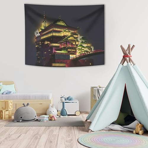 Miniatura 5 de Pounchi Tapiz de anime japonés (51 x 59 pulgadas con kit de ganchos), tapiz japonés para colgar en la pared para dormitorio, sala de estar,