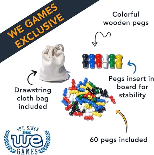 Miniatura 3 de WE Games Juego de mesa de damas chinas de madera con clavijas de madera