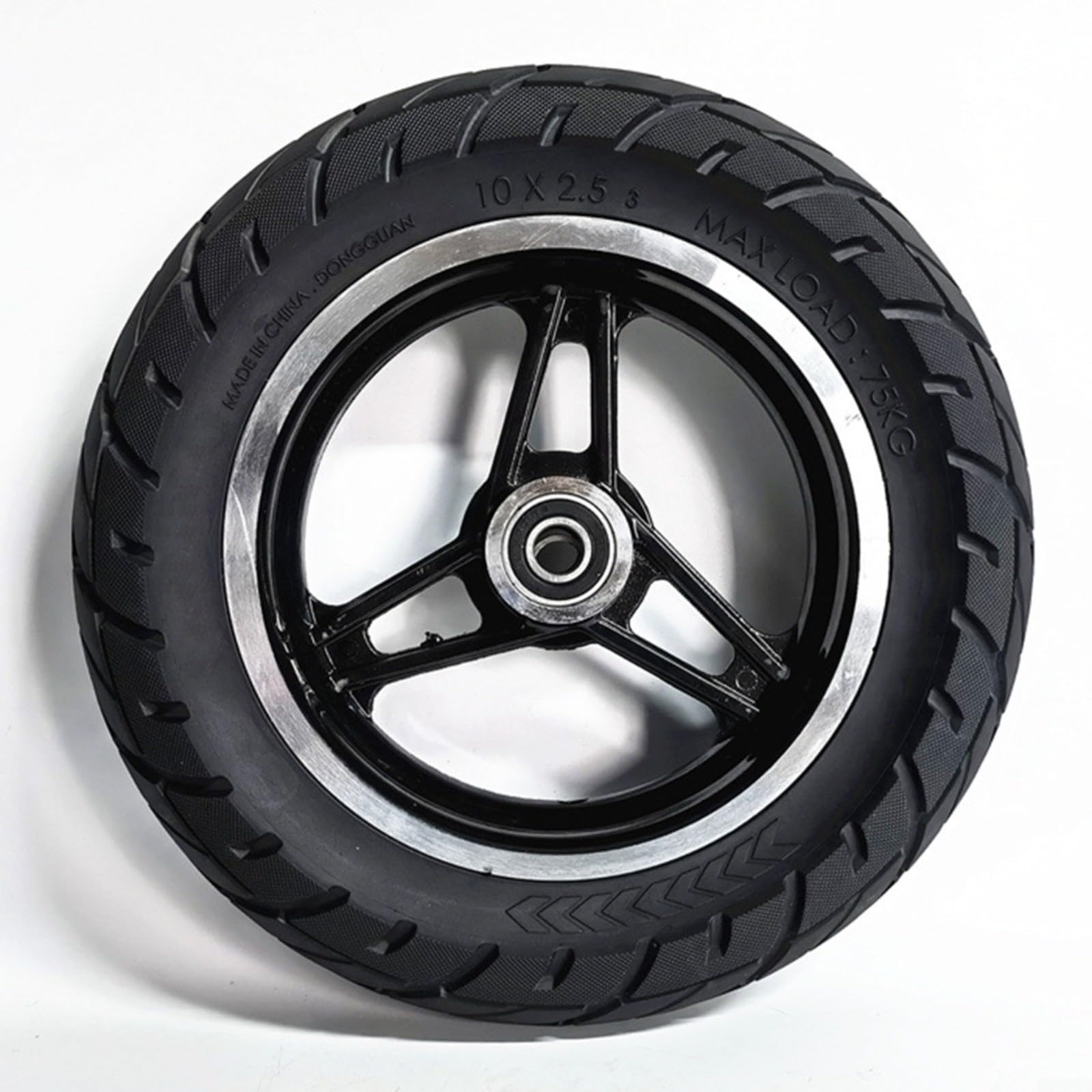 1 Rueda de Repuesto para Scooter de 10 Pulgadas, 10 x 2,125, neumático de Caucho Macizo con Conjunto de Cubo de Rueda, Rueda Completa a Prueba de explosiones (10 mm), Resistente al Desgaste