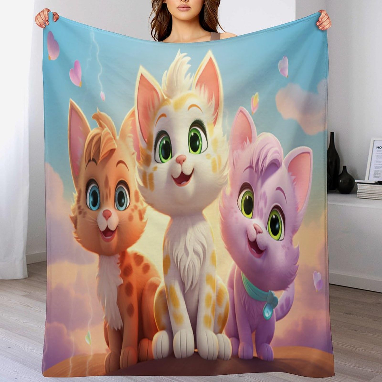 Couverture polaire chat plaid flanelle doux chaud lit canapé 150x200