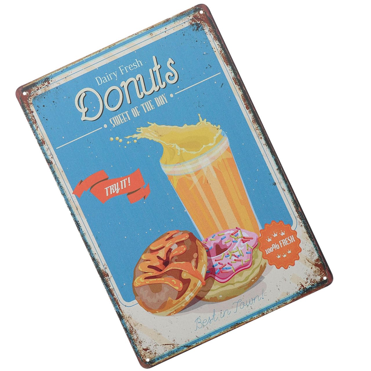 Pintura de chapa de hierro vintage donuts decoración pared interior rústica pack de 2 unidades