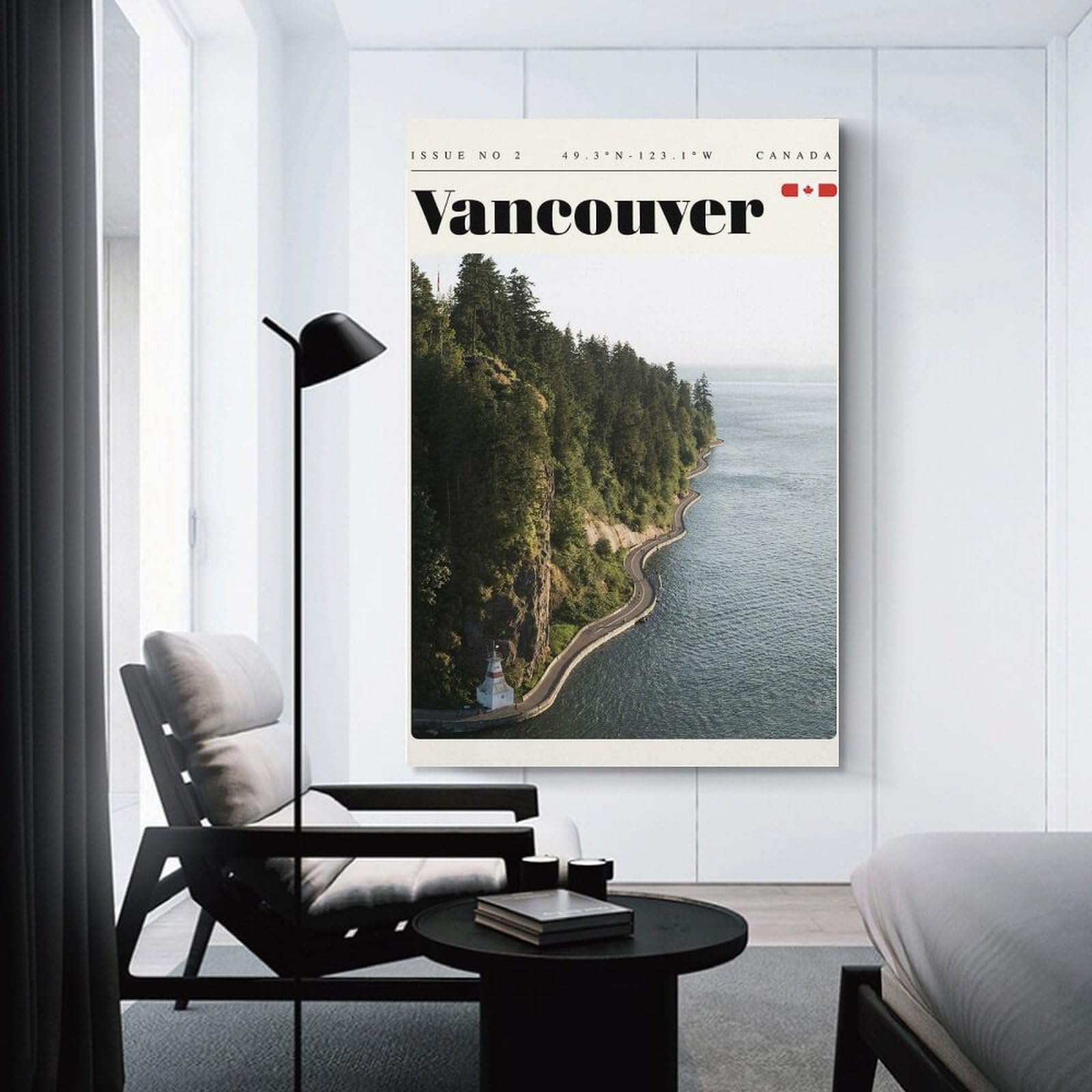 Junmoney Room Decor Wall Art Vancouver British Columbia Travel Art, 24x36inch(60x90cm), for Entrance Spaces, Stair Walls Or Halls, Home Artwork for First Impressions