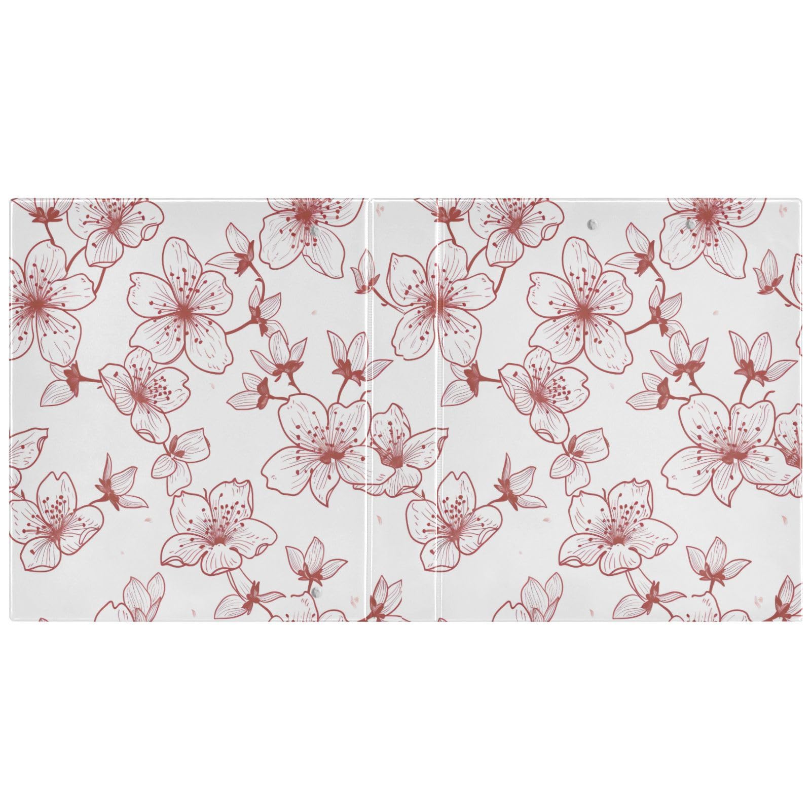 Raccoglitori ad anelli con 3 anelli, 3,8 cm, semplici fiori di ciliegio, decorativi, rotondi, con clip in metallo, organizer per casa e ufficio, confezione da 2
