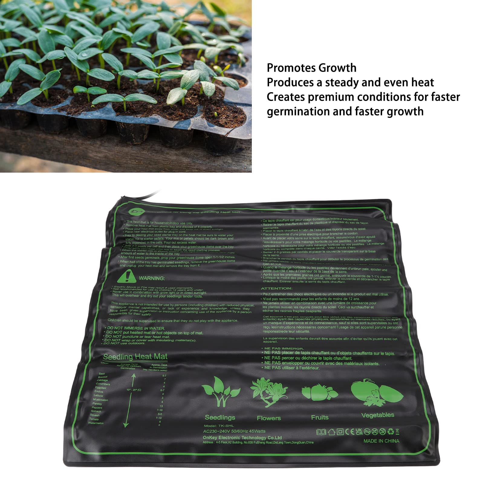Alfombrilla térmica impermeable para plántulas de 50X50cm, almohadilla calefactora hidropónica cálida para plantas, almohadillas de temperatura constante para crecimiento(EU)