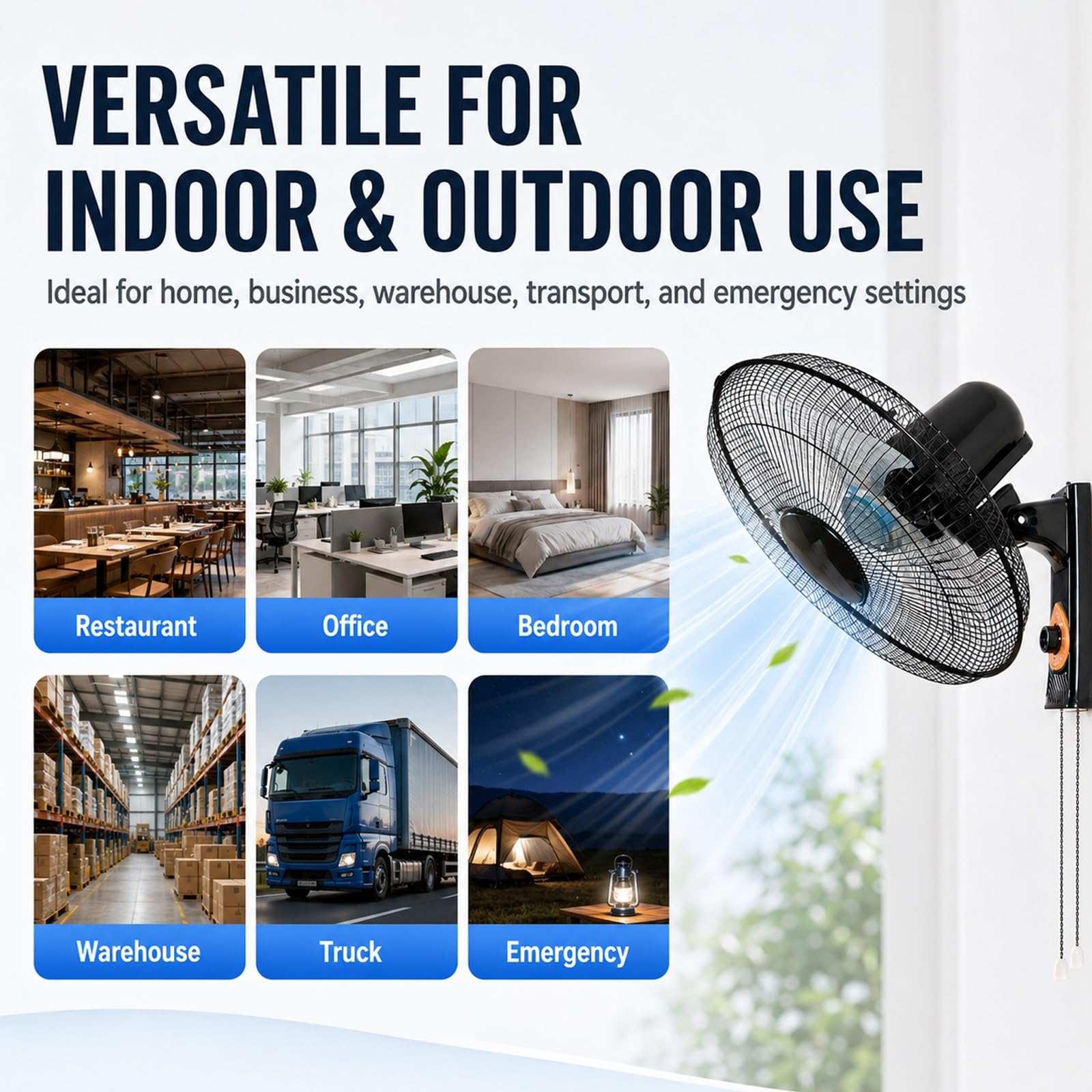 Ventilatore da Parete Solare con Pannello Solare e CA | Ventilatore a muro silenzioso oscillazione 120° doppia ricarica CA/solare per camping
