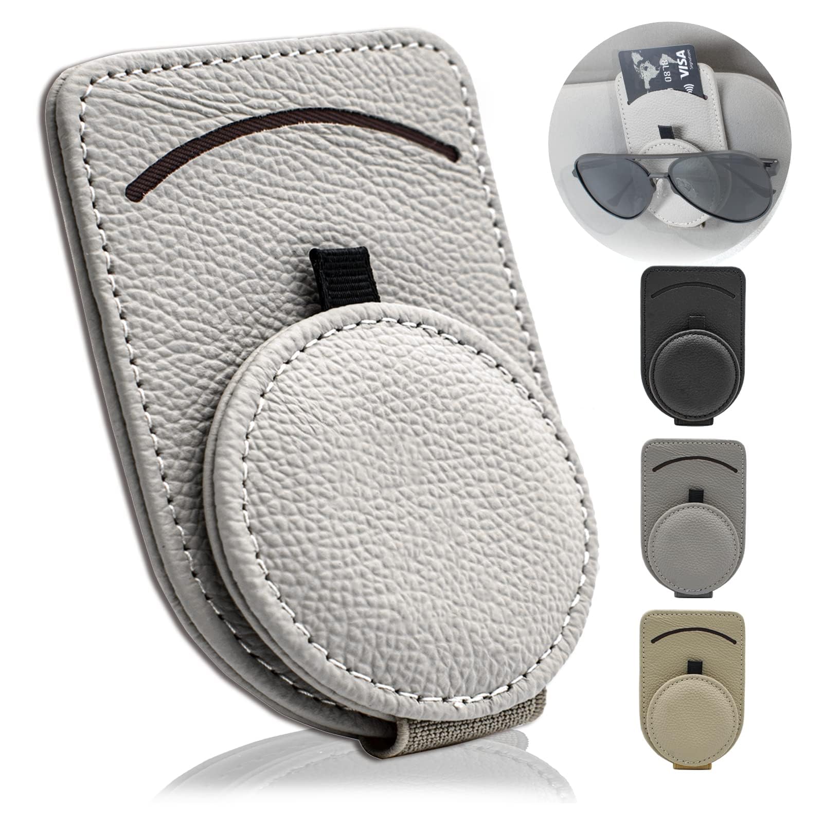 Car Accessories Interior Gadgets, Sunglass Holder for Car Visor, Magnet Adsorbed Sunglasses Accessories Parts, Leather Holder, Visor Clip Glasses Cards
