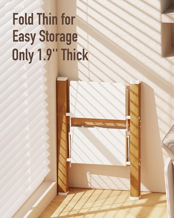 Mayi Plus 2-Step Aluminum Ladder,Lightweight Folding Step Stool with Extra-Wide Anti-Slip Steps,330 lbs Capacity,Compact Space-Saving Design for Home,Kitchen and Office（White&Woodgrain） by mayi plus - Image 3