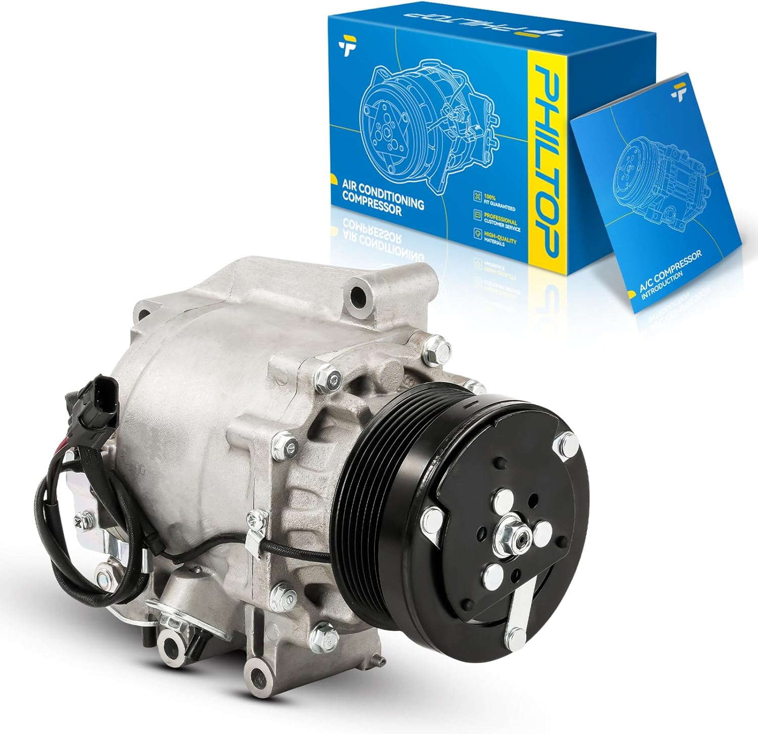 PHILTOP A/C Compressor with Clutch 97555 Replacement for Honda Civic 2006-2011 1.8L