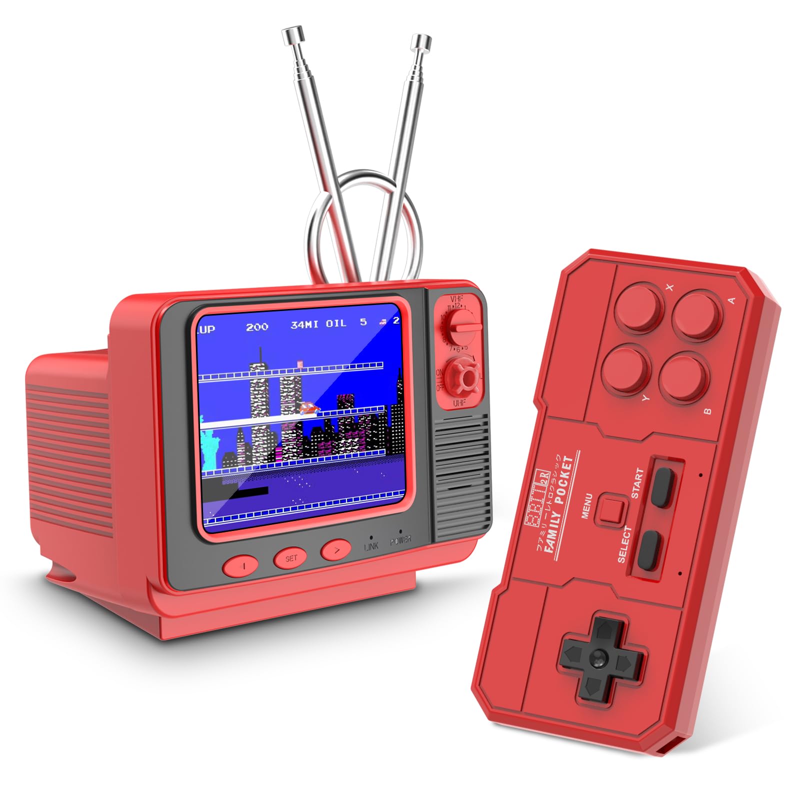 Retro Handheld Game Console - GV300S JALECO+168 Classic Games Mini TV Style with 3.0 Inch IPS Screen, Save Search, Support 2-Player & Dual Console