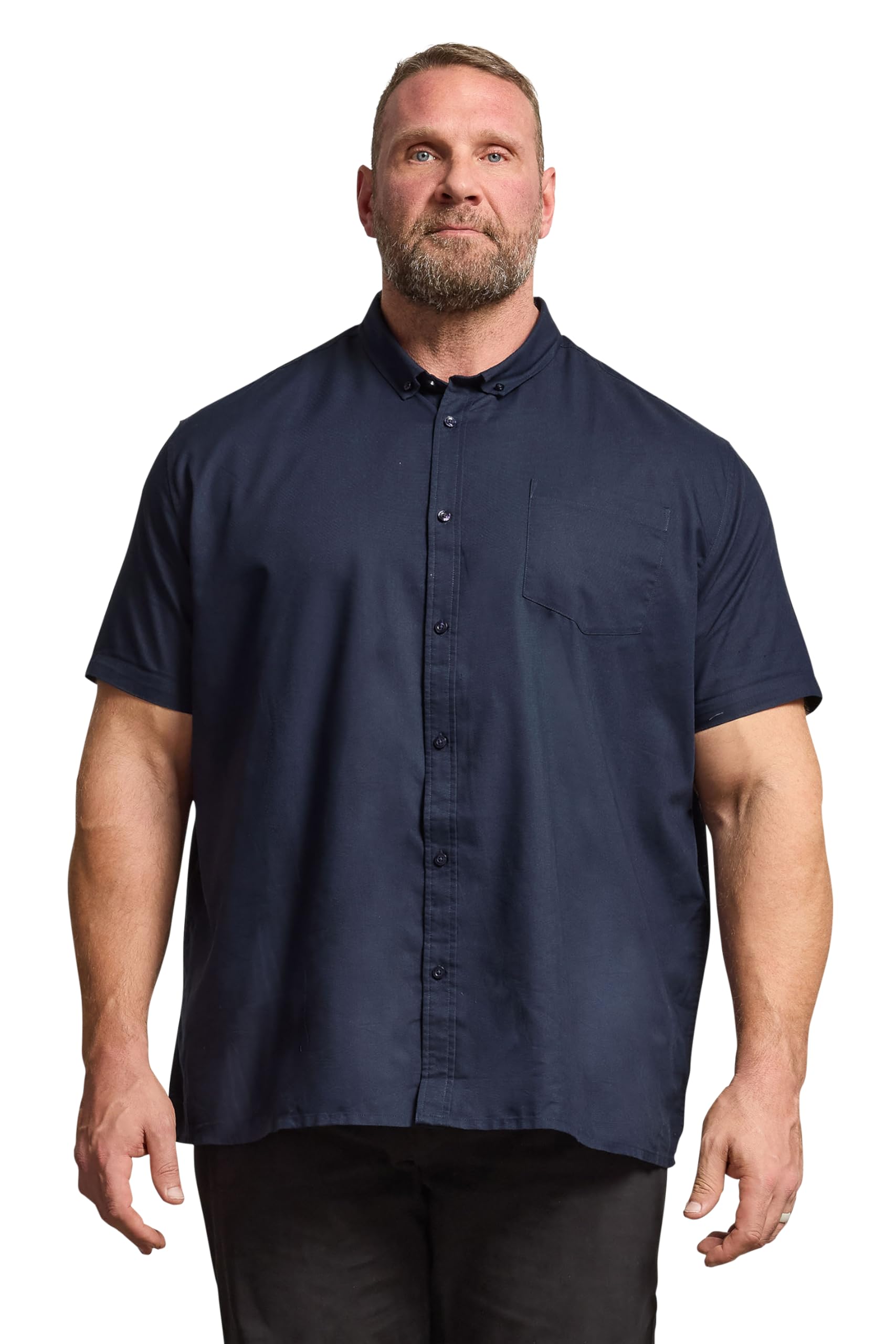 BadRhino Short Sleeve Oxford Cotton Shirt - Dark Blue - Mens - XL