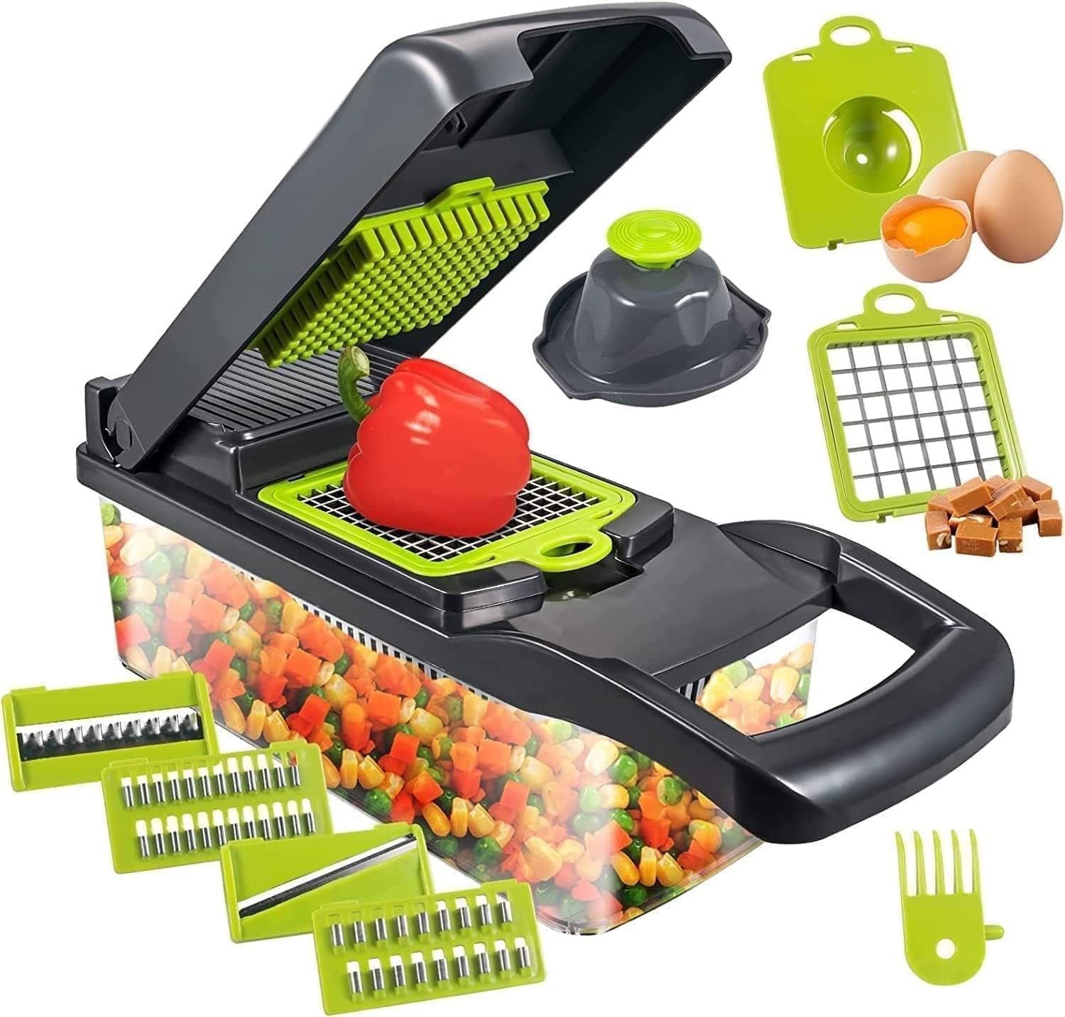 Photo 1 of Vegetable Chopper 15 in 1, Veggie Slicer Cutter with 8 Blade Onion Chopper Large Capacity Vegetable Cutter for Potato Tomato Cucumber Carrot, Safe without Hurting Hands 4"x4"x12"