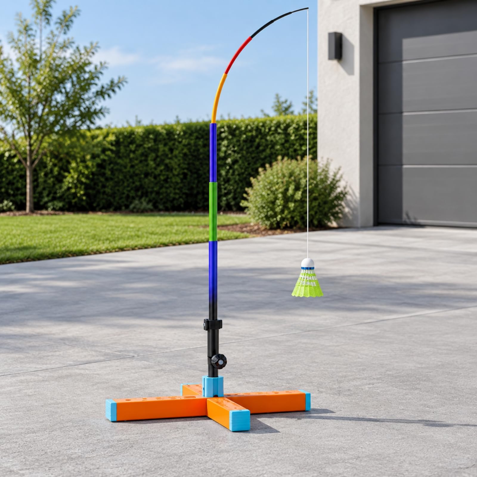 Dispositivo Entrenamiento Bádminton con volución Automático Portátil Entrenador Bádminton Plegable con Base Agua para Jardín
