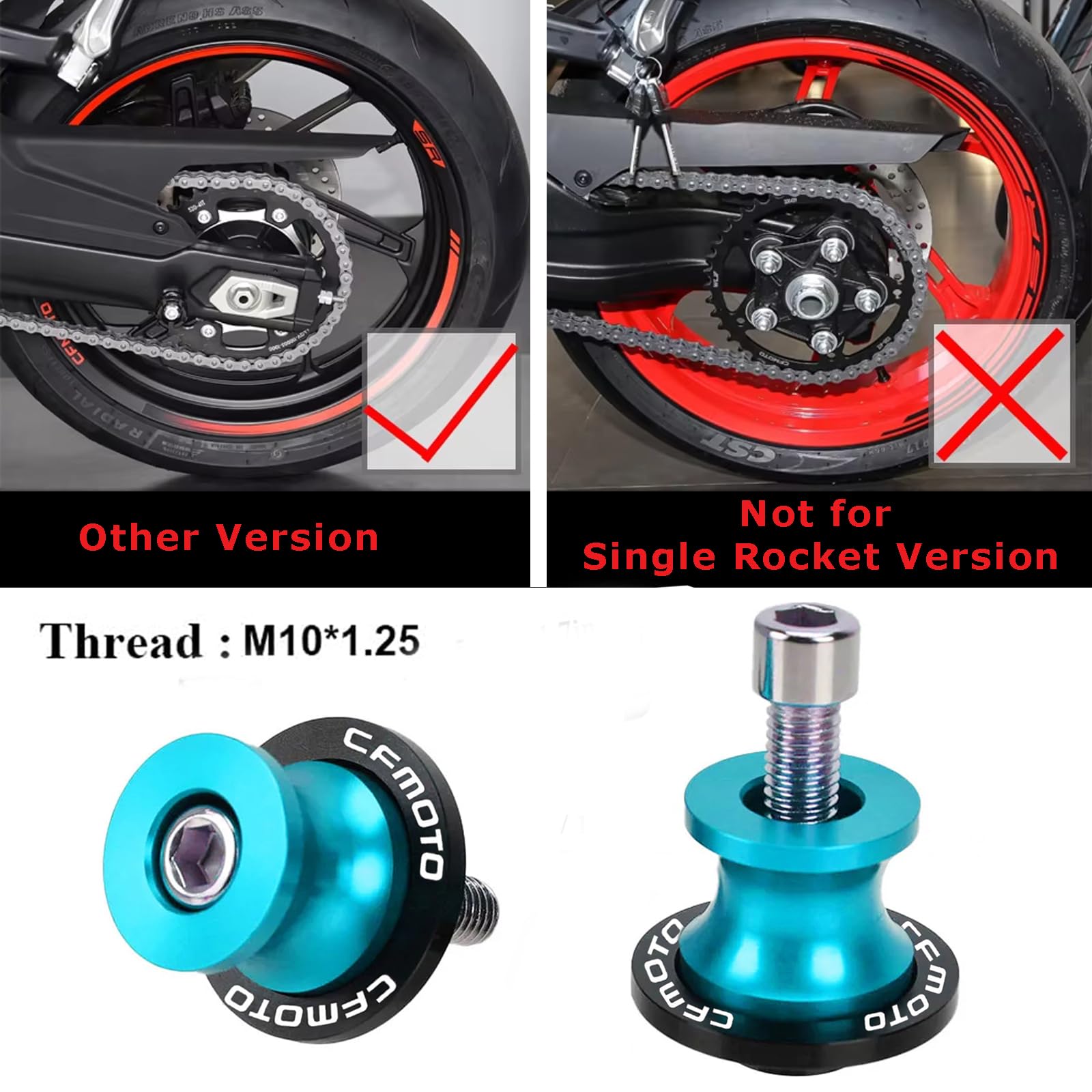 Moto M10 x 1.25 Diabolos 10MM Bobines pour CFMOTO 450NK 450SS 450SR 450MT 650MT 800MT 700CL-X 250SR 300NK - Bleu