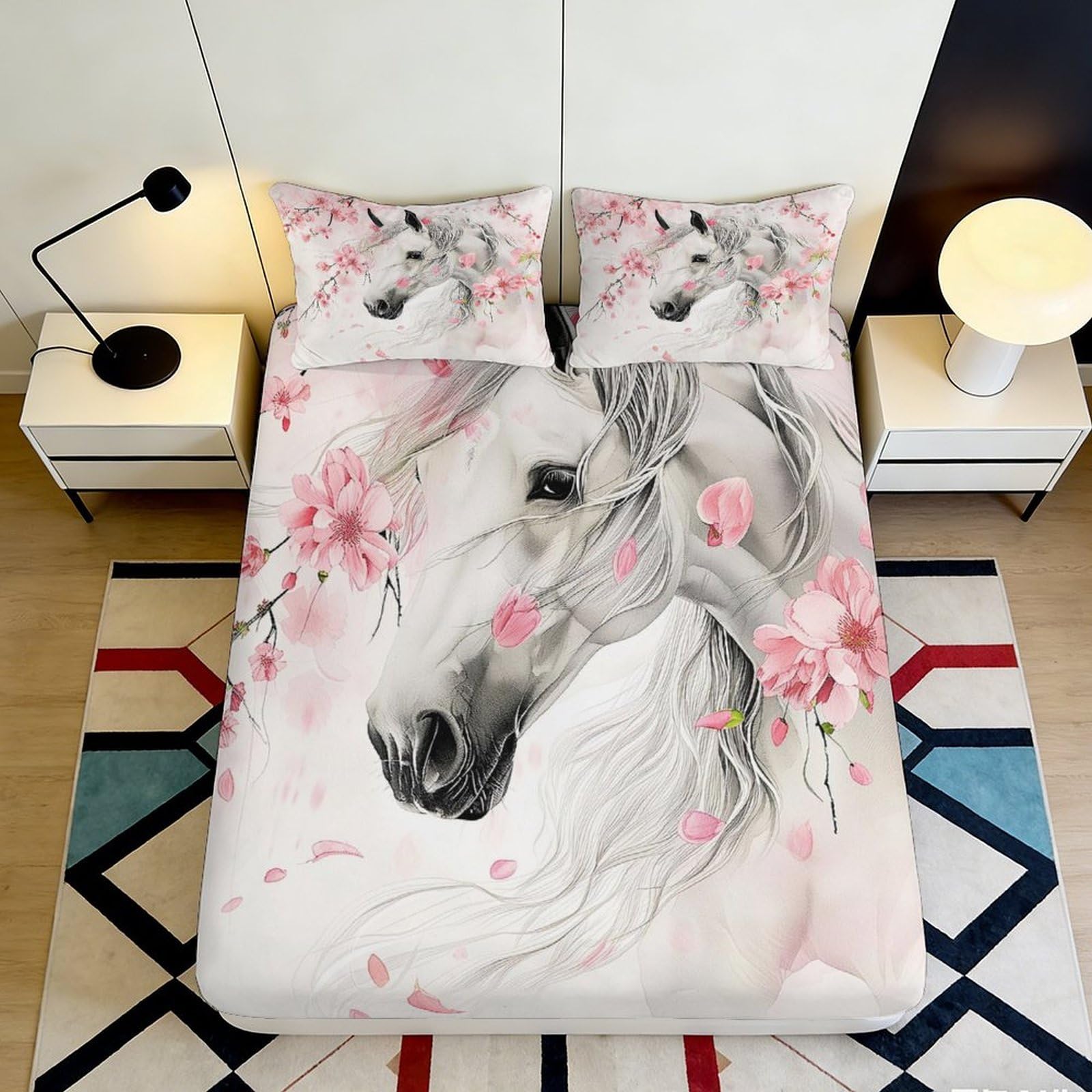 3D Printed Music Note Fitted Sheet Microfiber Deep Pocket Non-Slip Bedroom Bedding Set Artistic Mattress Fitted Cover Washable for Adults 120x200x25cm