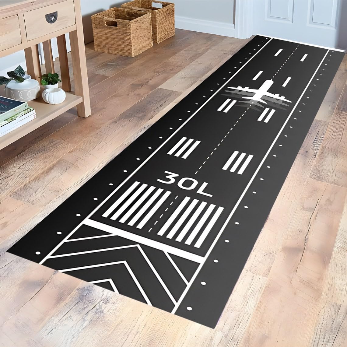 RM1203.5 Runway Area Rug, 80x500Cm//31x196inch, Aircraft & Plane Pattern, Indoor/Outdoor Use