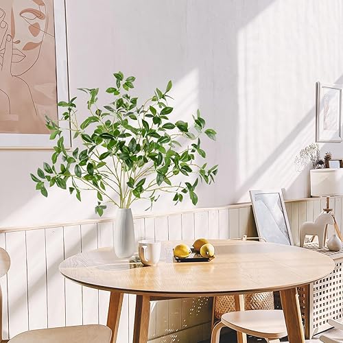 Miniatura 2 de Tuxiaobu Plantas artificiales de 28 pulgadas, tallos de banyan verdes, ramitas de ficus falsas, tallos largos para bodas, fiestas, arreglos