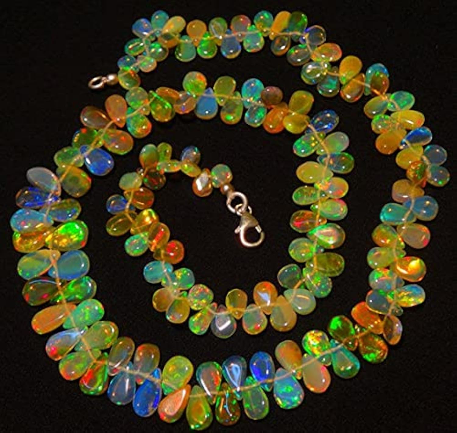 Opal de Welo et perles poires en pierre naturelle pour création de collier en perles d'Éthiopie