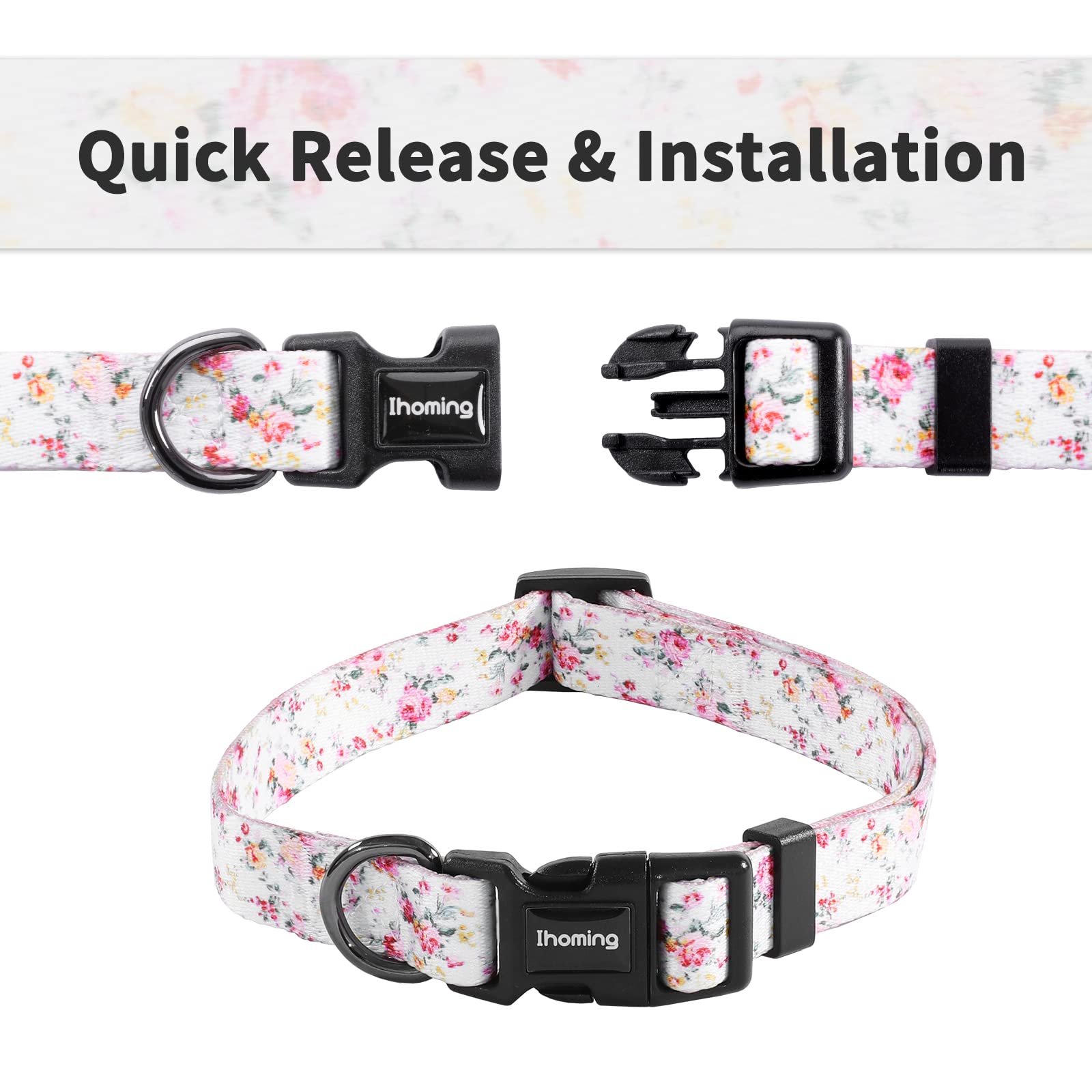 Ihoming Puppy Collar and Leash Set for Daily Outdoor Walking Running Training, Floral Sky Design for Extra Small Boys Girls Dogs Cats Pets, XS-Up to 10LBS