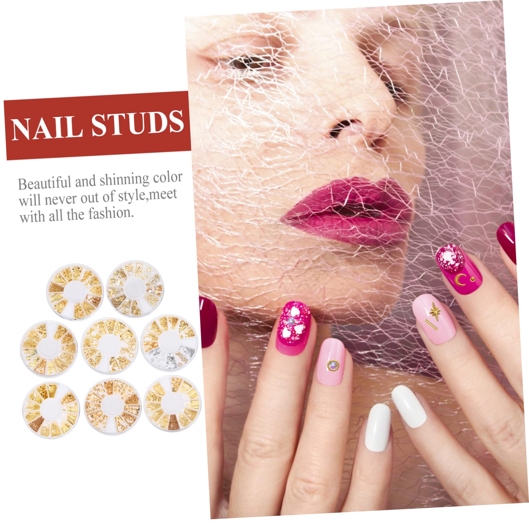 MUSISALY Fashion Rivet Nail Studs 8pcs Alloy Nail Decorations Manicure Jewelry for Diy